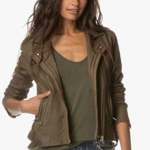 IRO Han olive green 100% leather moto jacket size 36 US size 4!